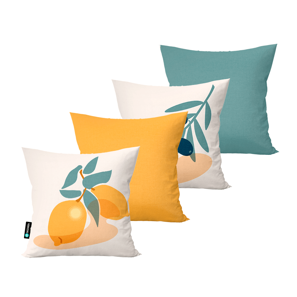 kit 4 capas para almofadas decorativas frutas calf0209