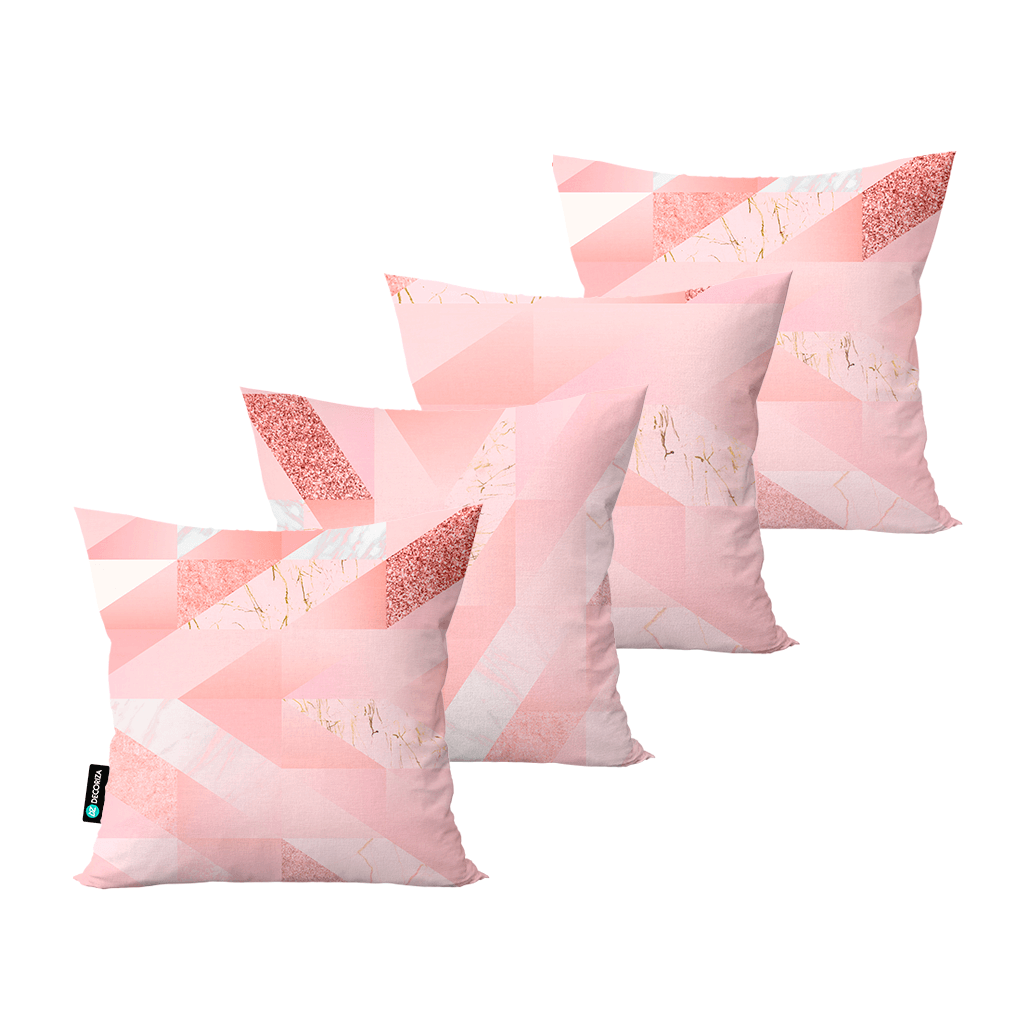 kit 4 capas para almofadas decorativas marmorizado rose calf0237