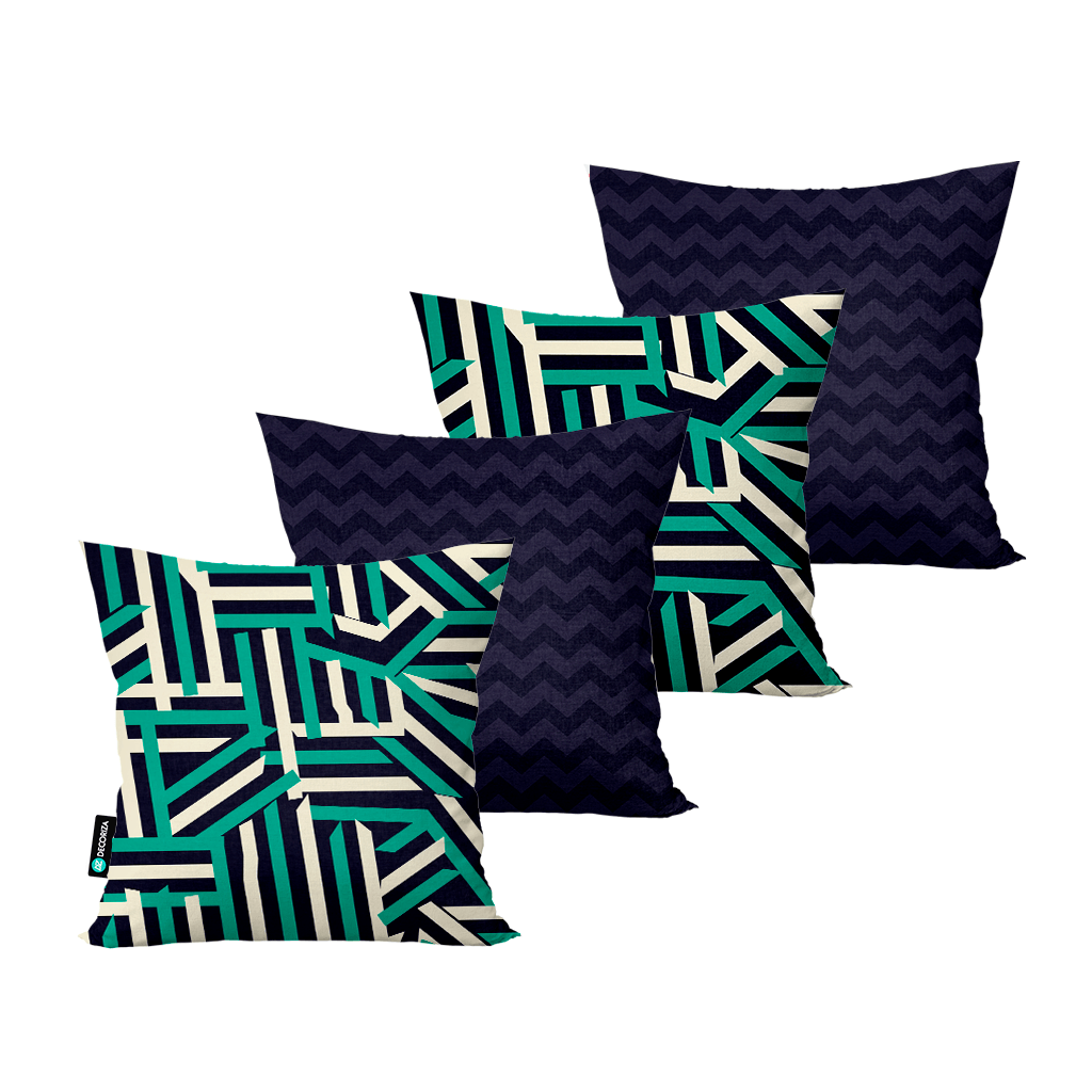 kit 4 capas para almofadas decorativas abstrato calf0207