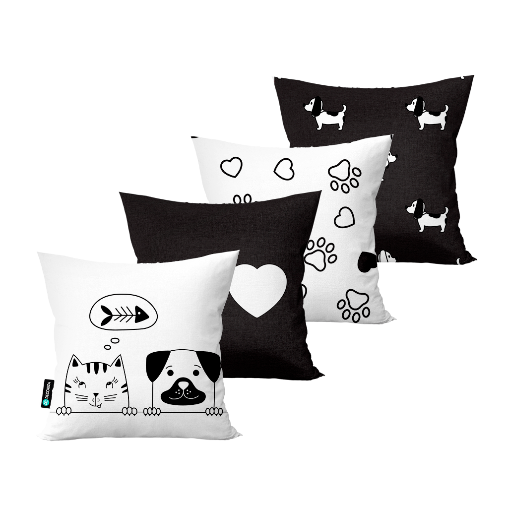 kit 4 capas para almofadas decorativas cachorro patinhas calf0216