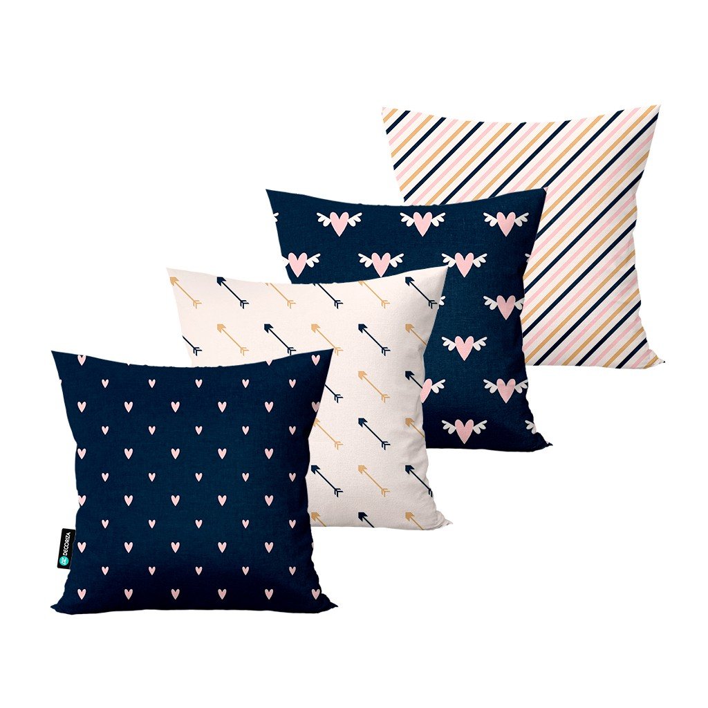 kit 4 capas para almofadas decorativas coracao calf0206