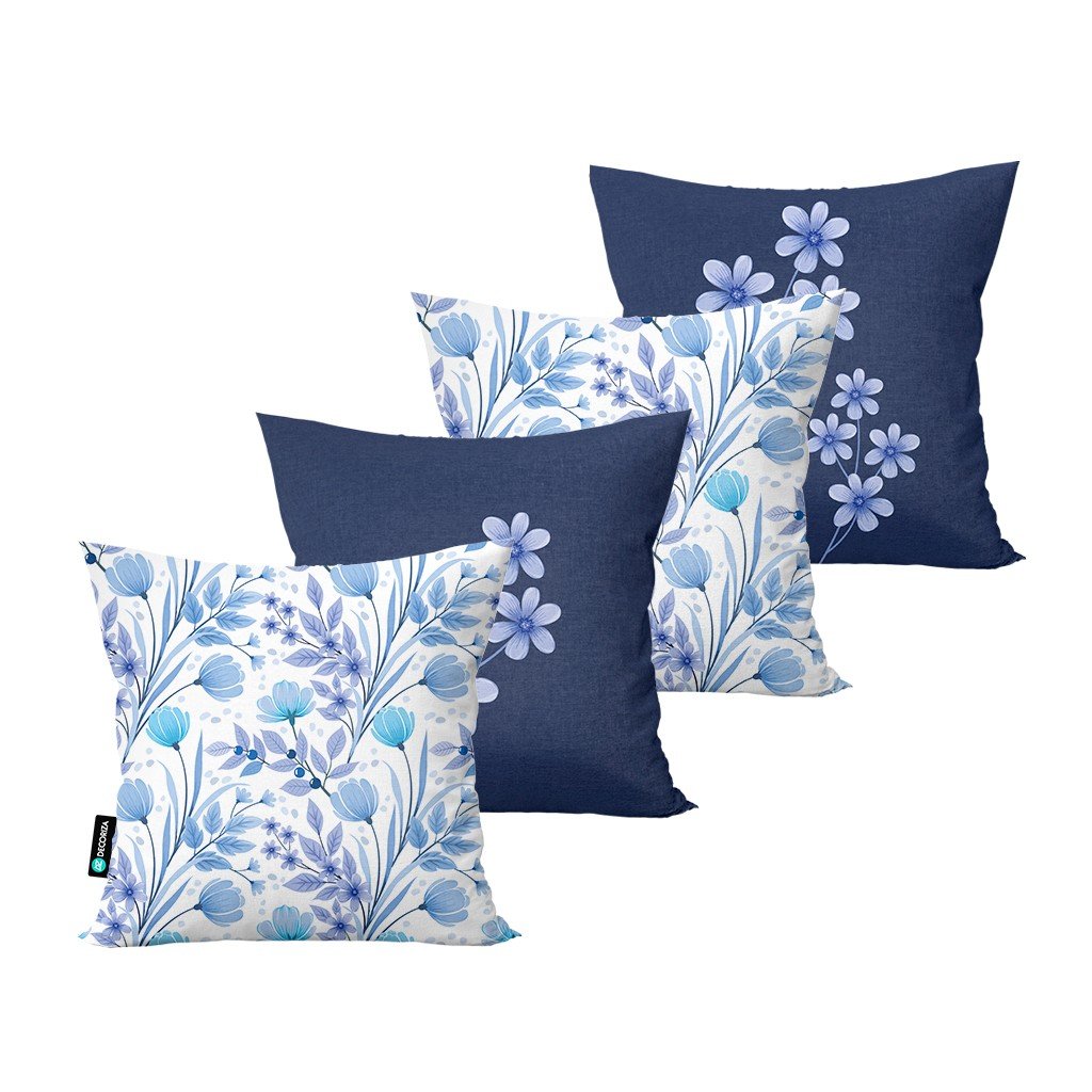 kit 4 capas para almofadas decorativas floral calf0211