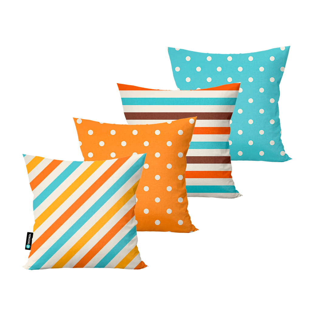 kit 4 capas para almofadas decorativas poa e listras calf0251