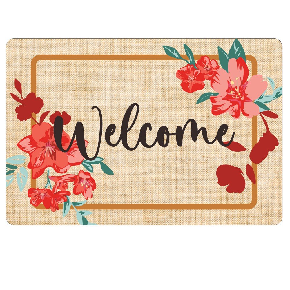 Tapete Decorativo para Porta Welcome Flores - 40x60cm