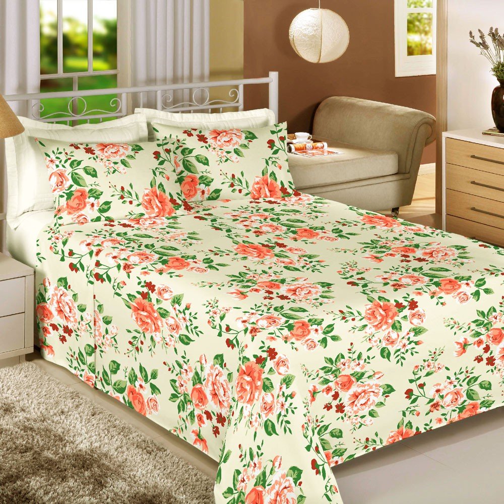 cama floral amarelo