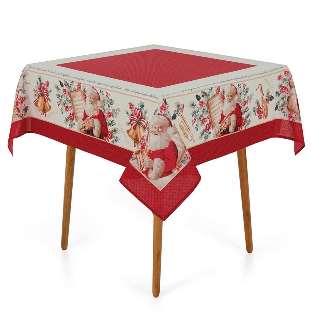 toalha de mesa natal noel musical quadrada