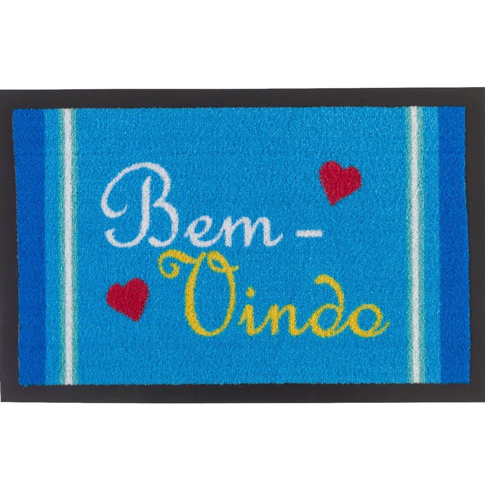 tapete welcome bem vindo azul