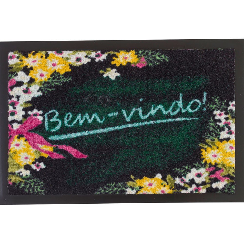 tapete welcome bem vindo flores