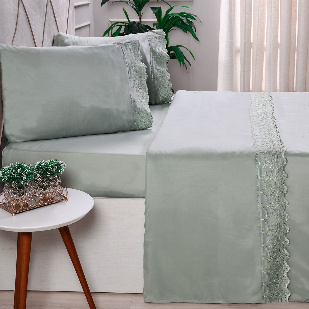 jogo de cama borado ingles erva doce