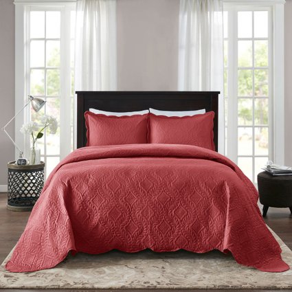 colcha milao arabescos vermelho