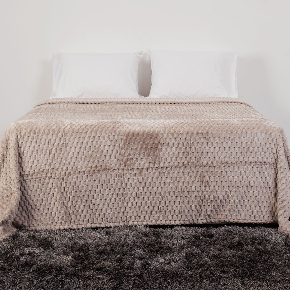 Cobertor de Microfibra Jacquard Solteiro com Toque de Seda Blanket