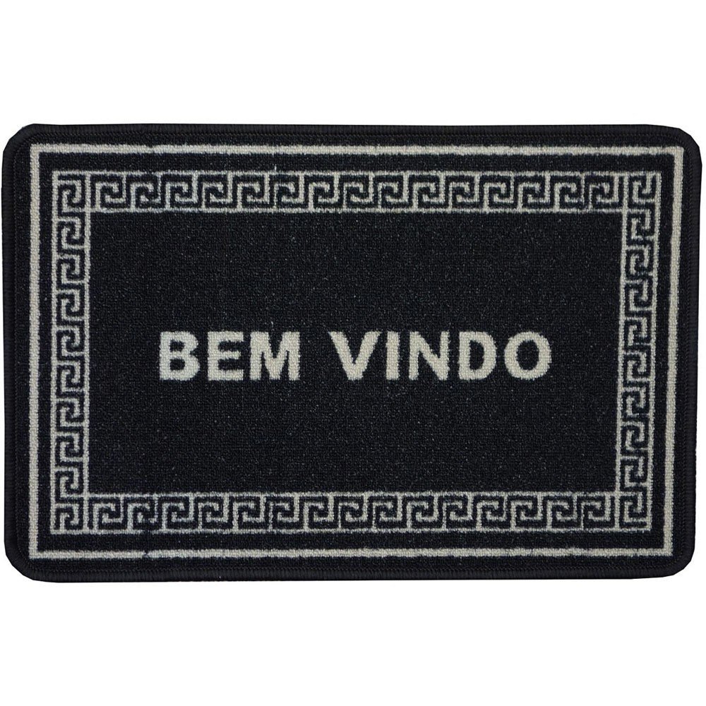 tapete boucle bem vindo preto