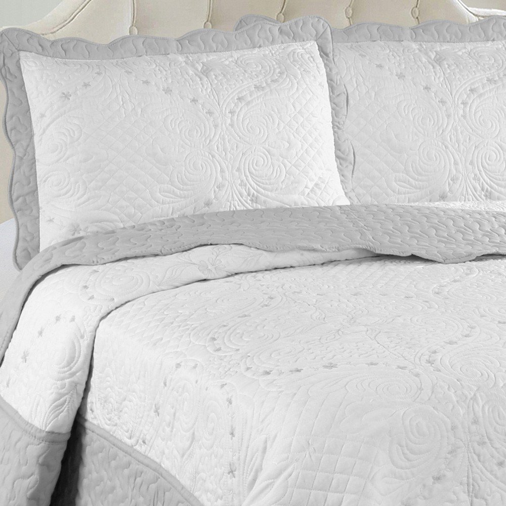 colcha maison floral gris 1 1