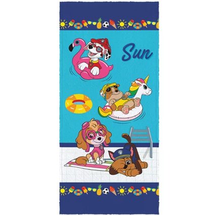 toalha felpuda patrulha canina na piscina