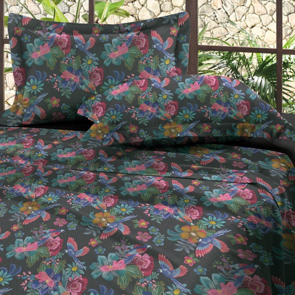 jogo de cama vintage bird