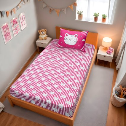 jogo de cama gatinhos pink